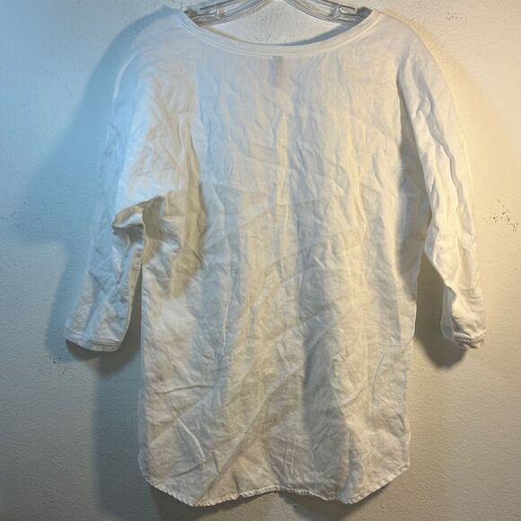 STELLA CARAKASI WOMANS BLOUSE small linen WHITE LAGONLOOK casual everyday tunic - Picture 7 of 11